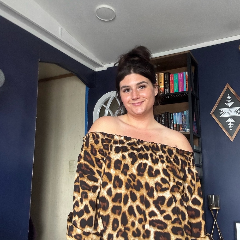Leopard Print Off-Shoulder Top